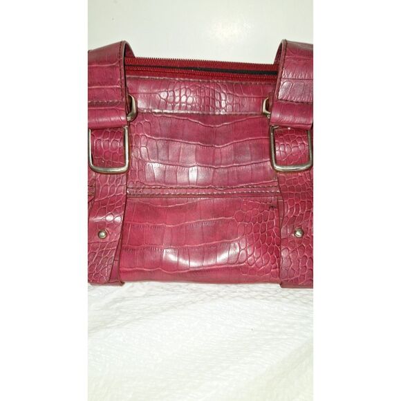 Axcess Red Faux Alligator Women's Purse Shoulderbag Satchel Fashionable - Picture 2 of 9